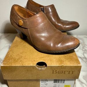 BORN Calixta Brown Leather Ankle Booties Women US 6.5, EU 47